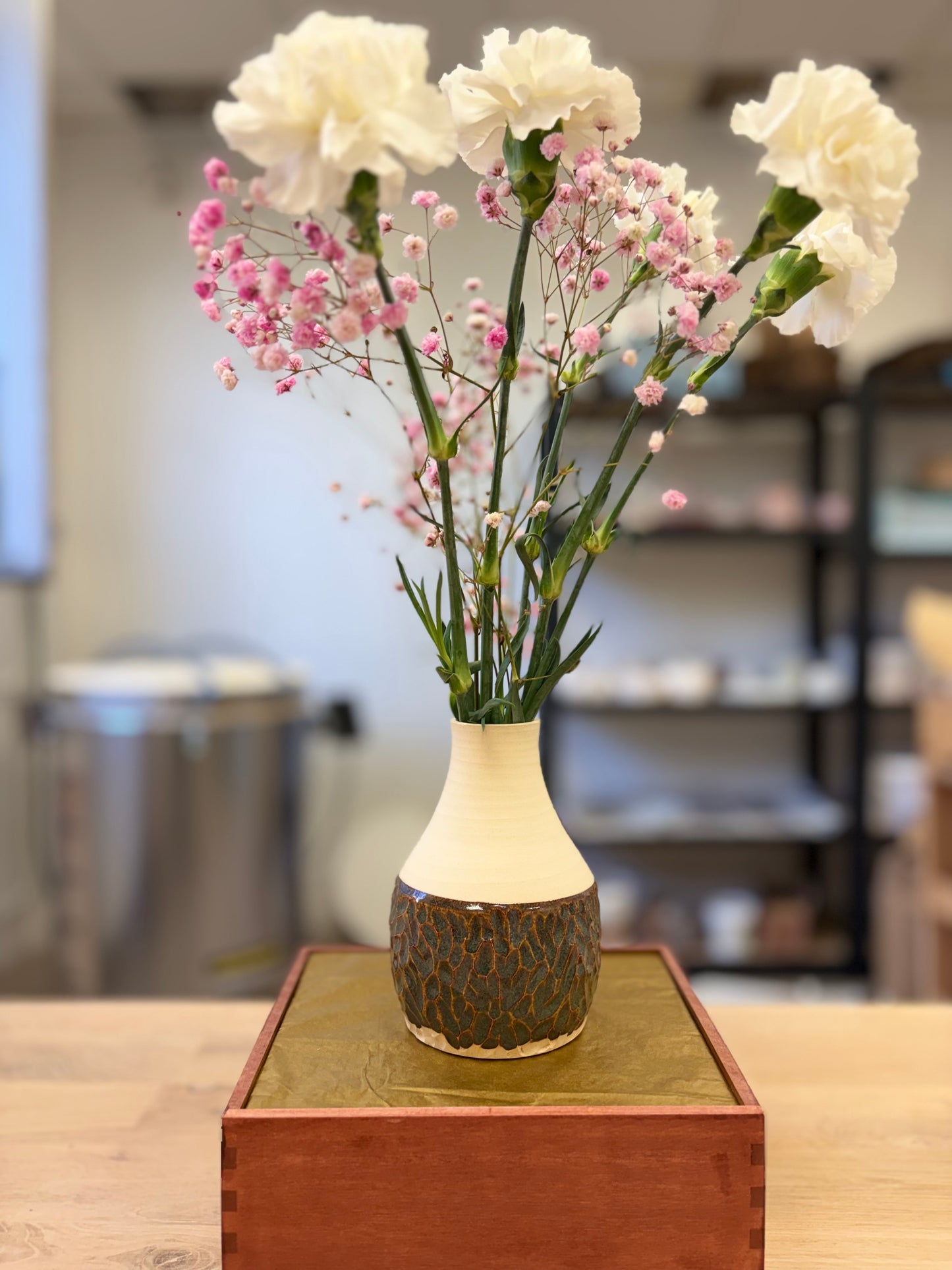 Vase Bouteille - grès blanc