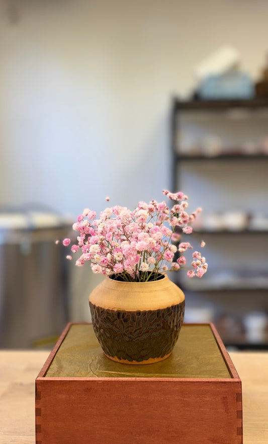 Vase échancré - grès roux