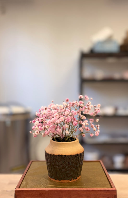 Vase échancré - grès roux