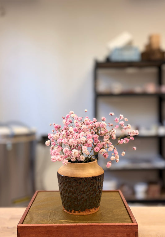 Vase échancré - grès roux