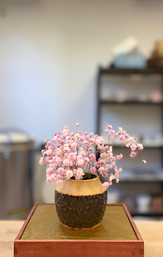 Vase échancré - grès roux