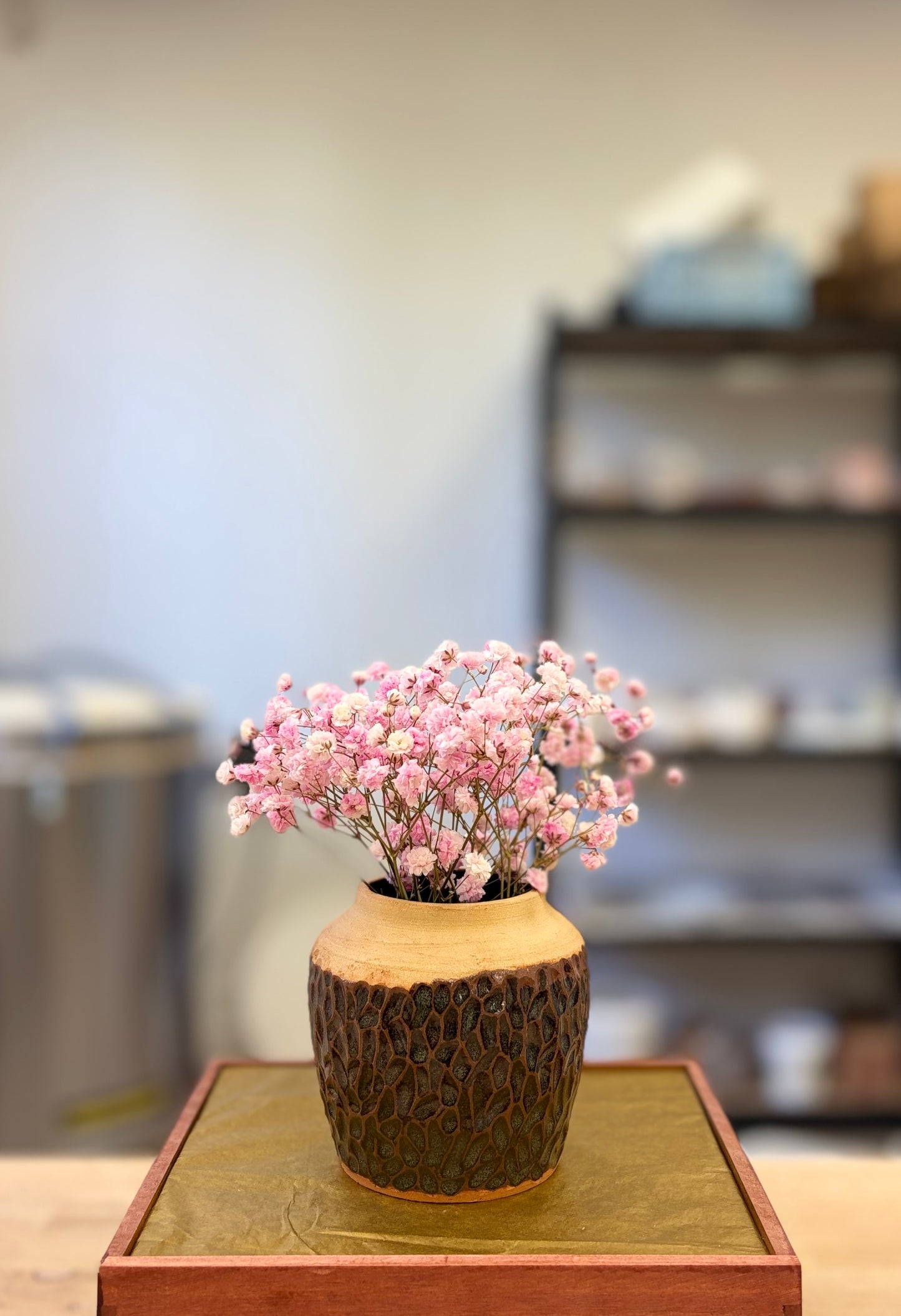 Vase échancré - grès roux