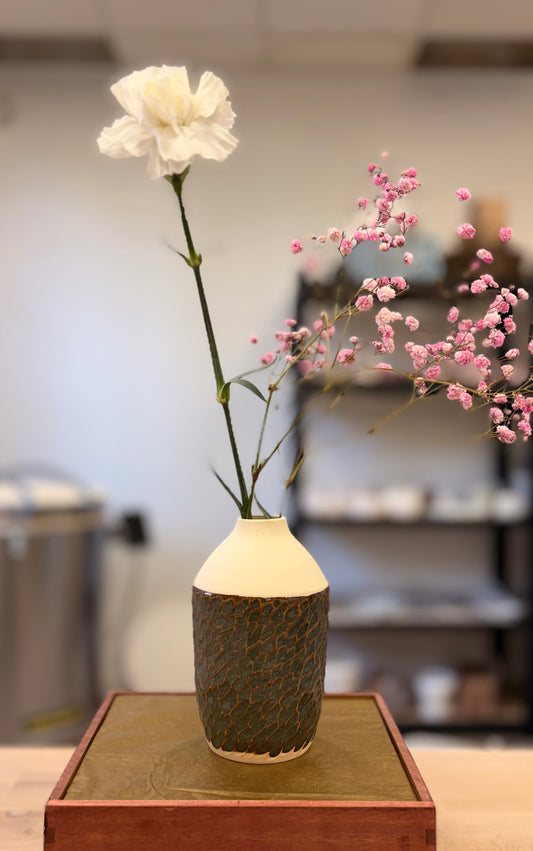 Vase soliflore - grès blanc