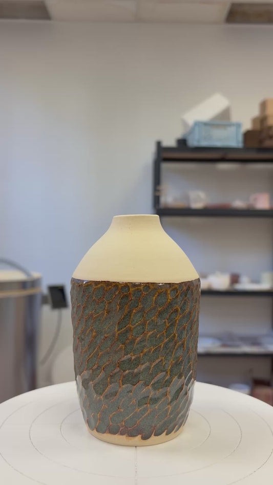 Vase soliflore - grès blanc