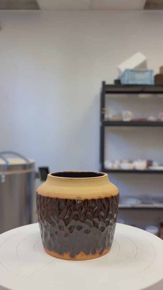 Vase échancré - Grès roux